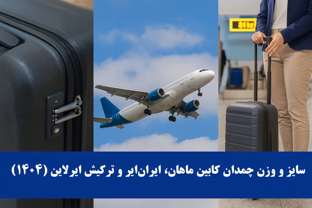 سایز و وزن چمدان کابین ماهان، ایران‌ایر و ترکیش ایرلاین (۱۴۰۴)
