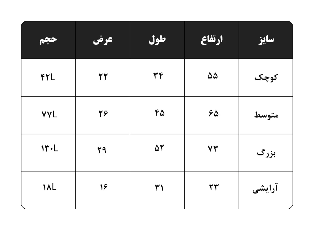 ابعاد چمدان هادایز